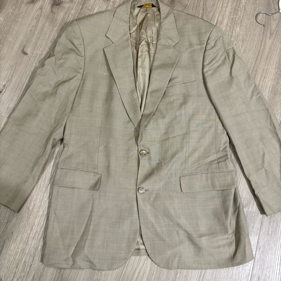 Brooks Brothers Men’s Sport Coat Jacket 41R 100% Wool Beige Brown Made In Italy - Picture 1 of 13